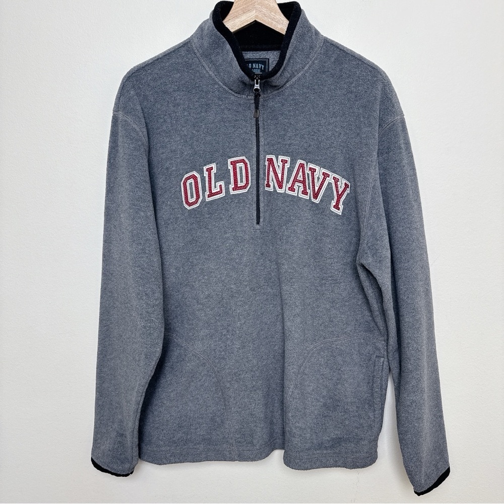 Old Navy Mens Large Zip Neck Fleece Vintage Logo Pullover Retro